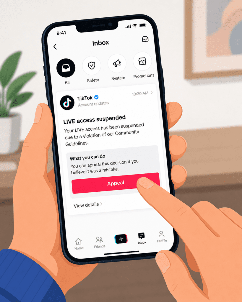 Tổng hợp các lỗi TikTok thường gặp cần gửi khiếu nại khi bị cấm Live